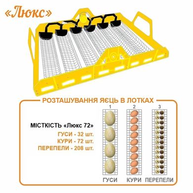 Інкубатор автоматичний Теплуша Люкс 72 ТАВ12 (220/12В) Теновий з Вологоміром