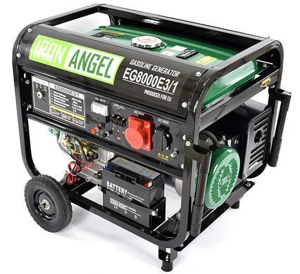 Генератор бензиновый IRON ANGEL EG8000E3/1 (7,0 кВт, 3 фазы, электростартер)